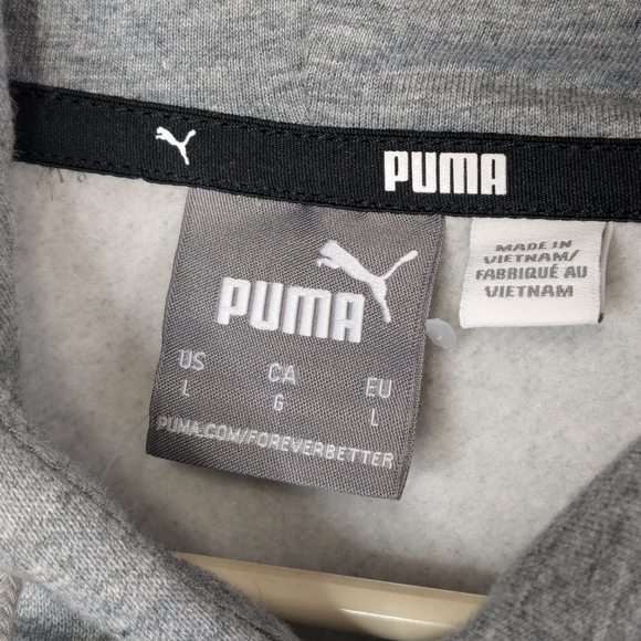 Puma Men's Large Hoodie Grey Pullover Size Large NWT Fleece Lining X-2 - Picture 7 of 8